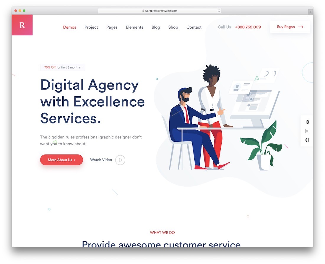 motyw WordPress agencji kreatywnej rogan