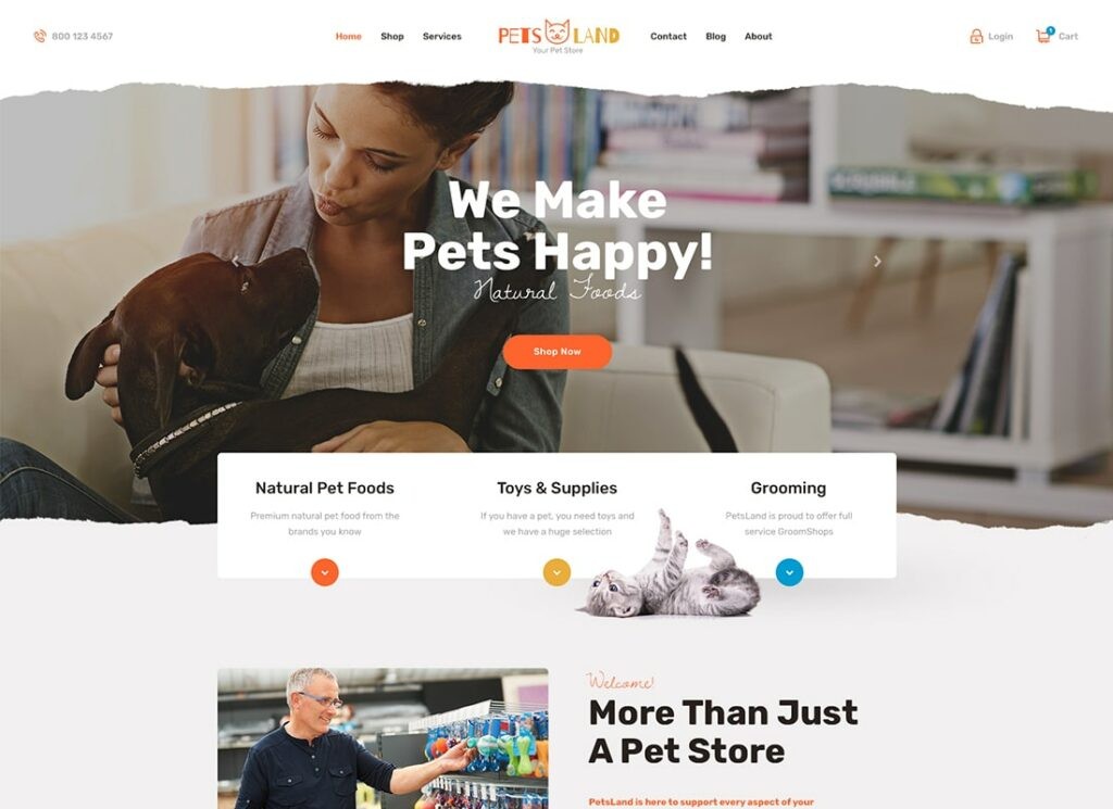 Tierra de mascotas | Tienda de mascotas y tema de WordPress para veterinaria