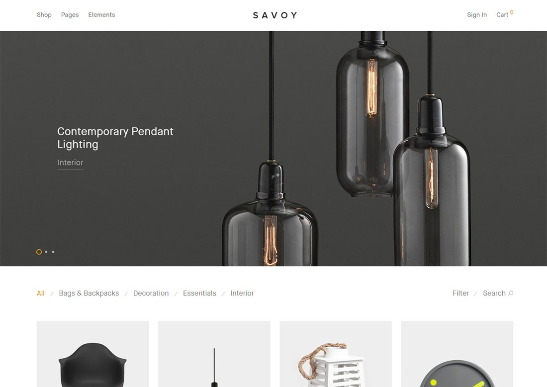 savoy tema de comercio electrónico compatible con dispositivos móviles