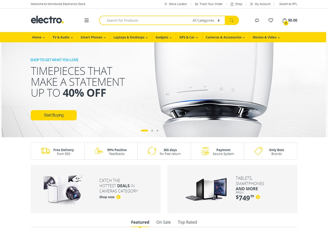 tema de comercio electrónico compatible con dispositivos móviles de avada