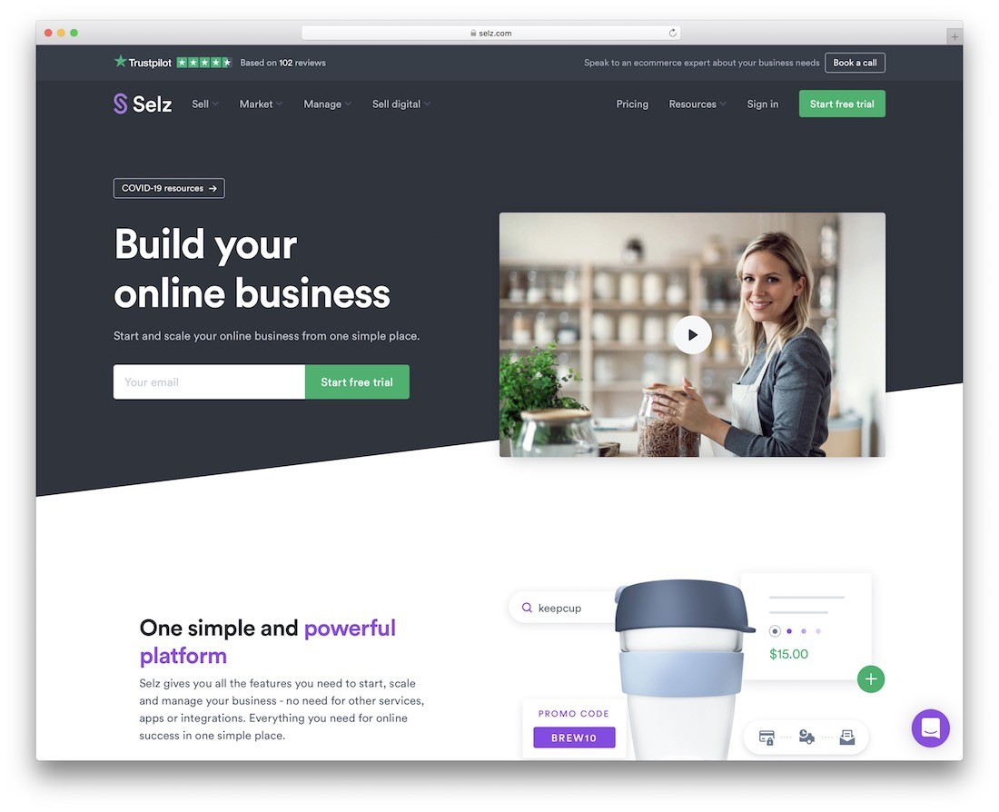 платформа Selz для продажи цифрового продукта
