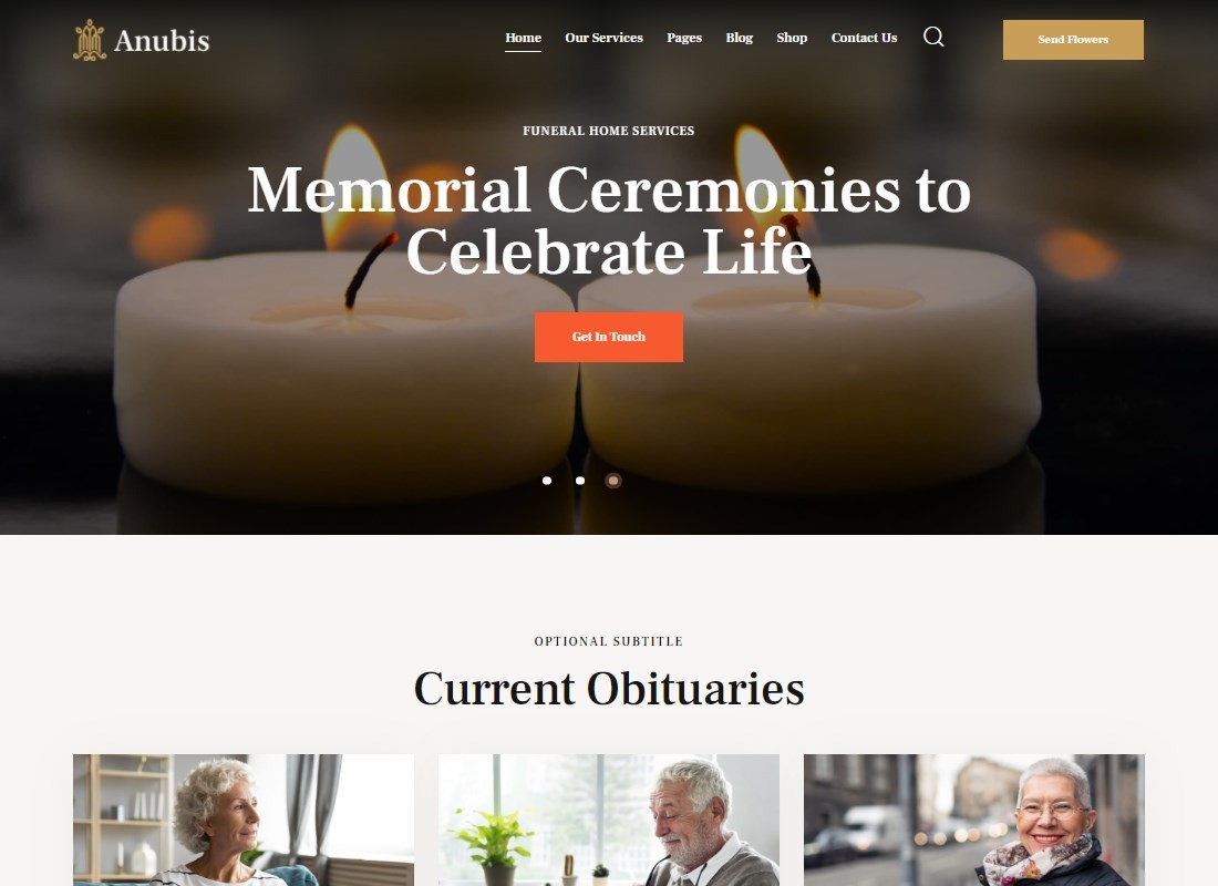Anubis - Tema WordPress de serviços funerários e funerários