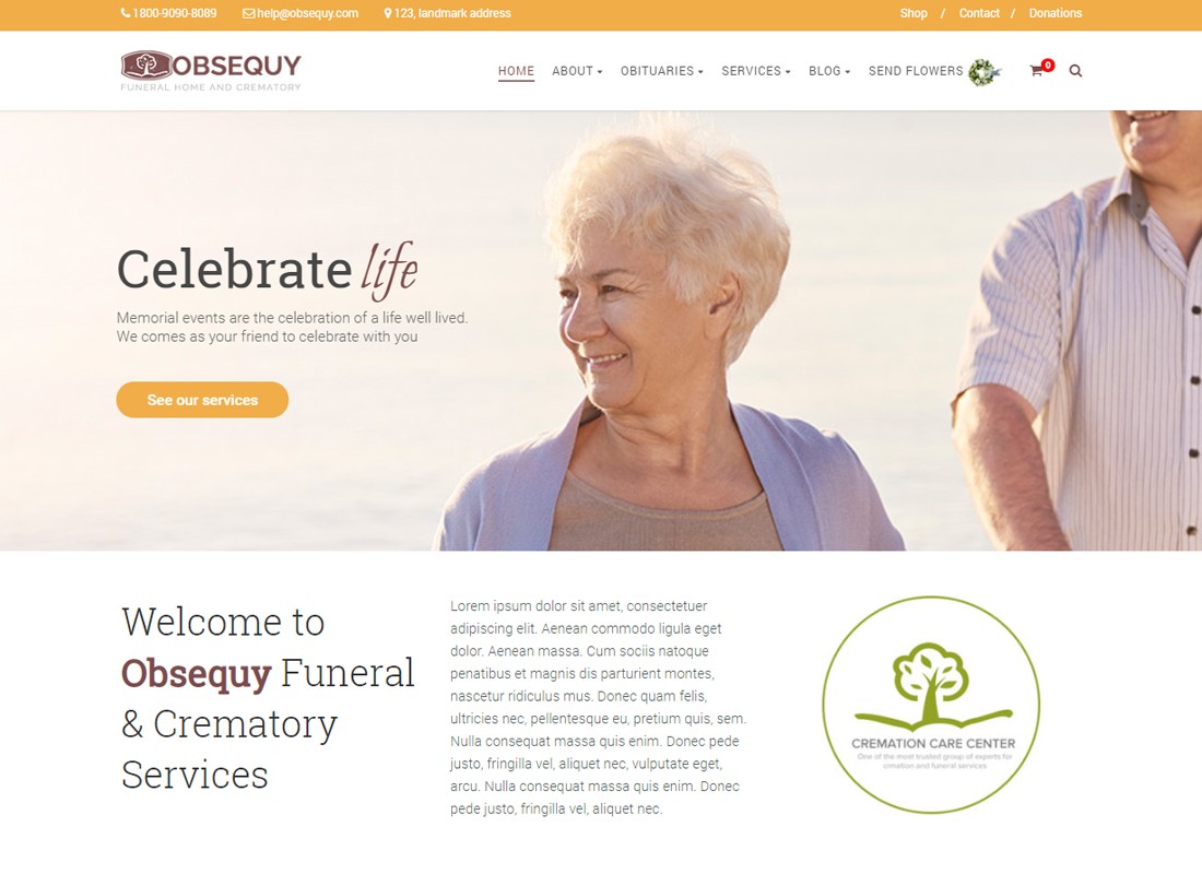 Obsequy - Tema WordPress Funeral Home