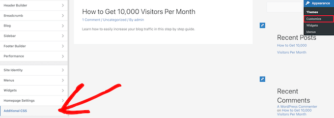 CSS adicional do personalizador do WordPress WordPress customizer additional CSS