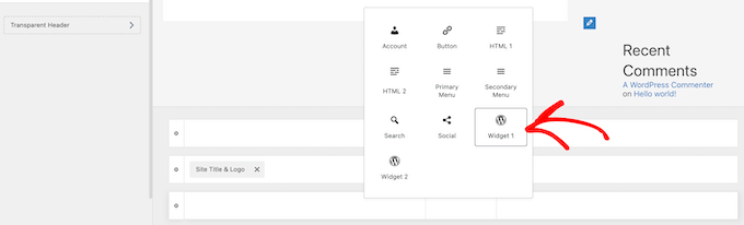 Selecione a opção do widget 1 Select widget 1 option