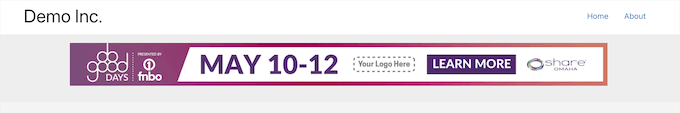 Exemplo de widget de cabeçalho Header widget example