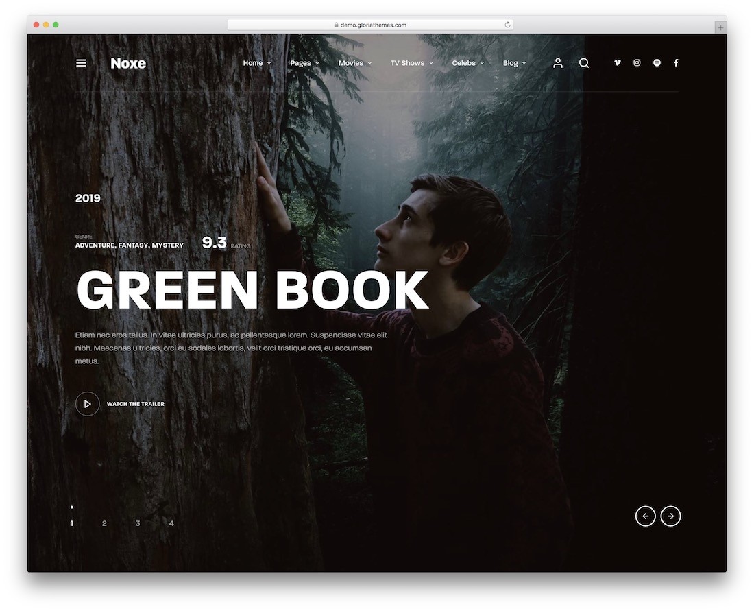 thème wordpress des films noxe