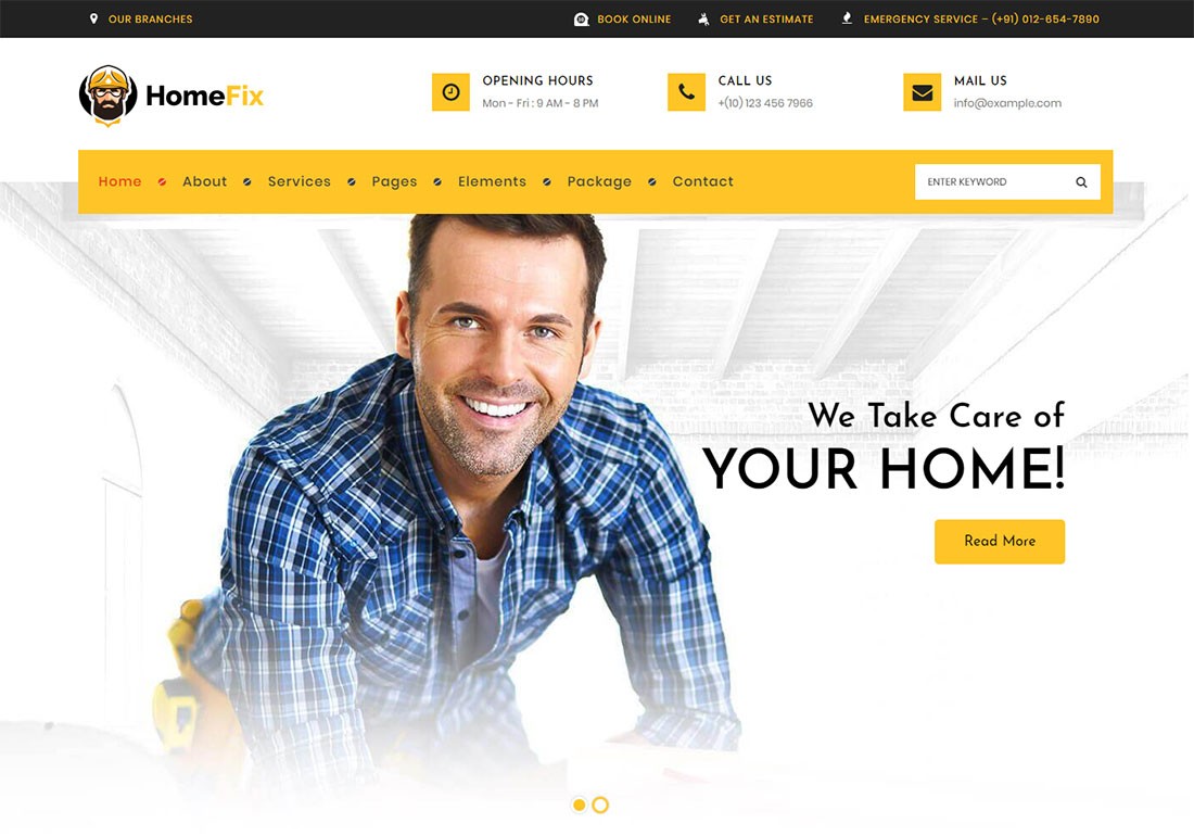 HomeFix - thème du service d'entretien à domicile