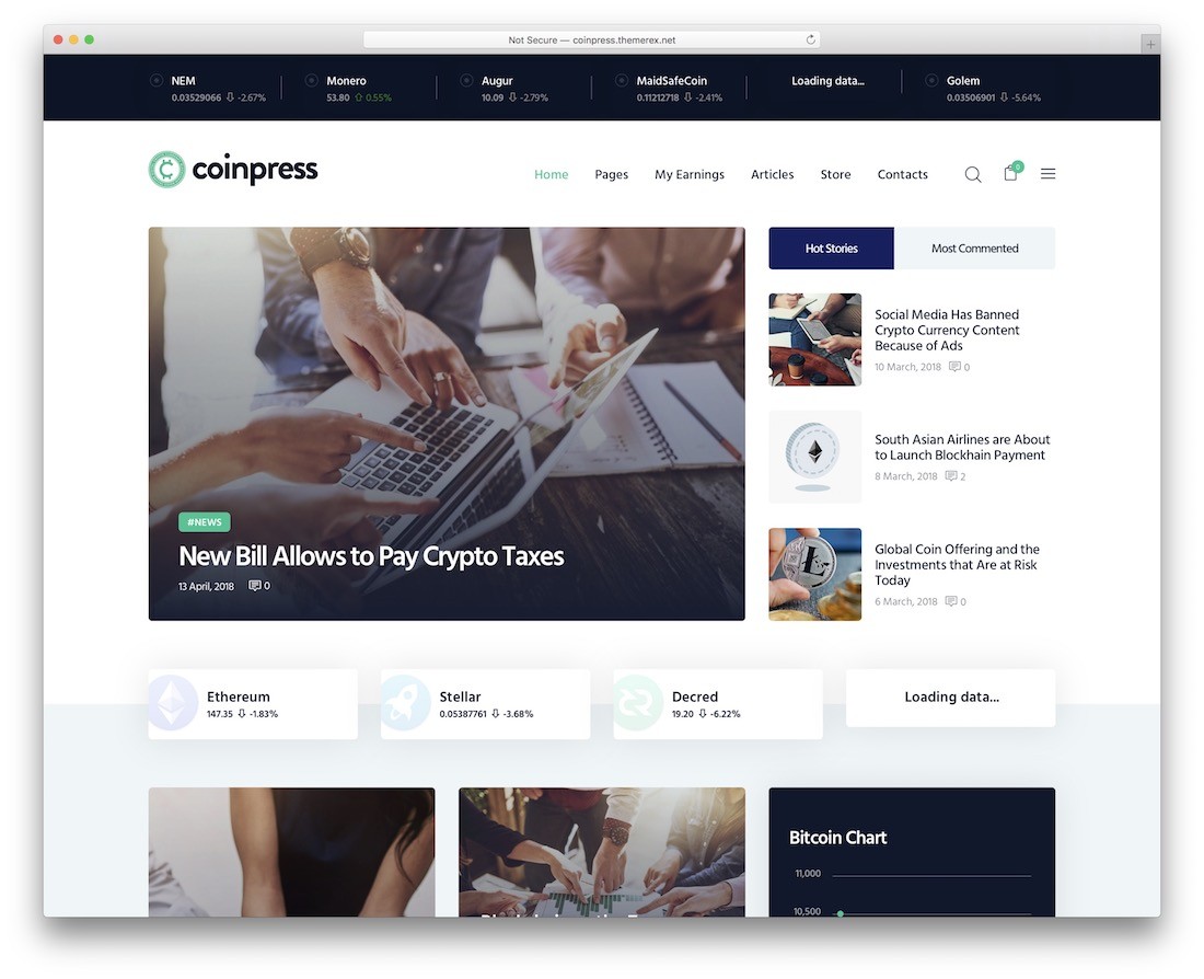 coinpress criptomonede tema wordpress
