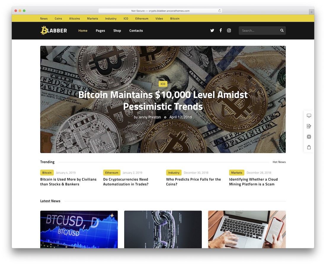 șablon de site web pentru criptomonede blabber