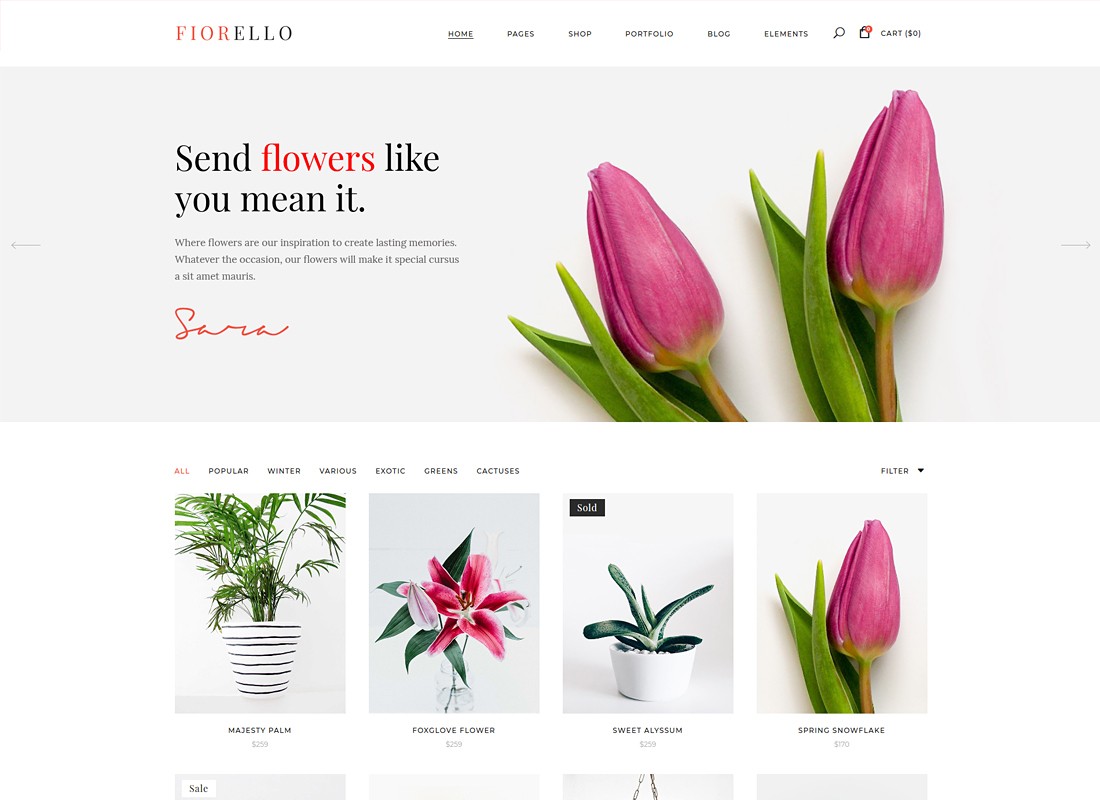 Fiorello | Bir Çiçekçi ve Çiçekçi WooCommerce WordPress Teması
