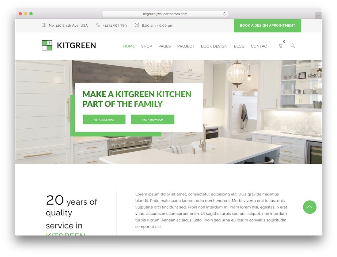 ธีม wordpress ออกแบบตกแต่งภายใน kitgreen