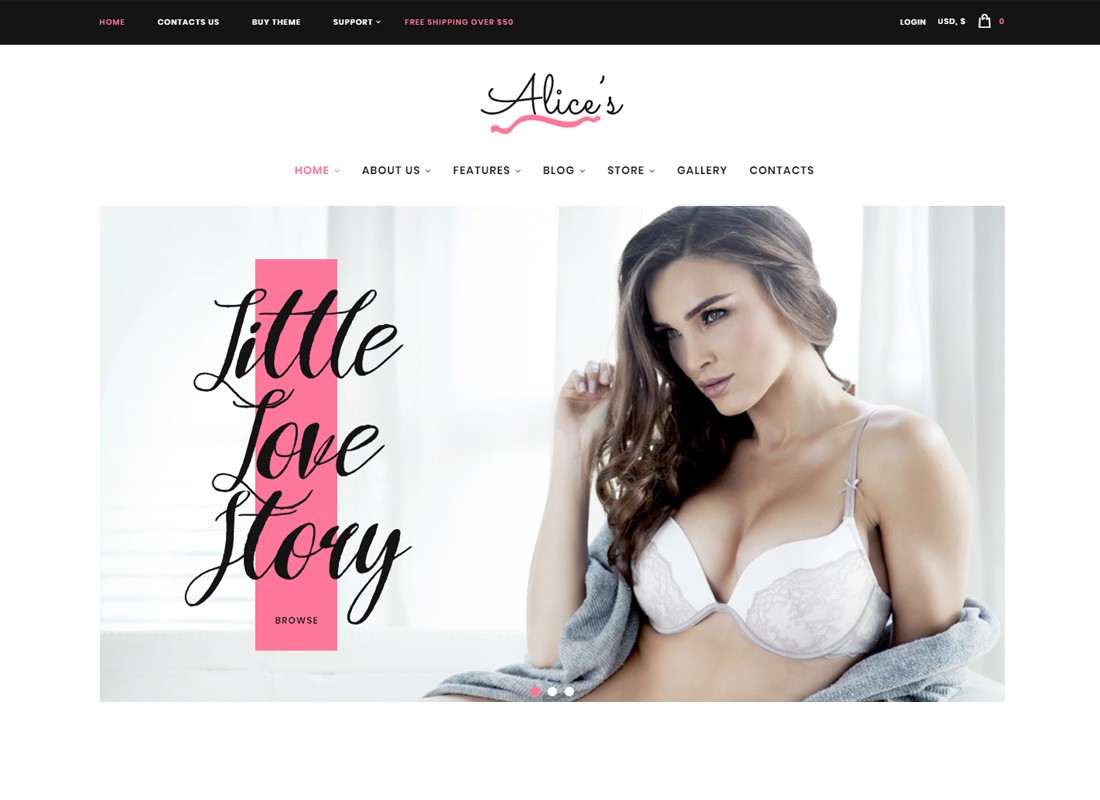 d'Alice | Thème WordPress pour magasin de lingerie et boutique de mode