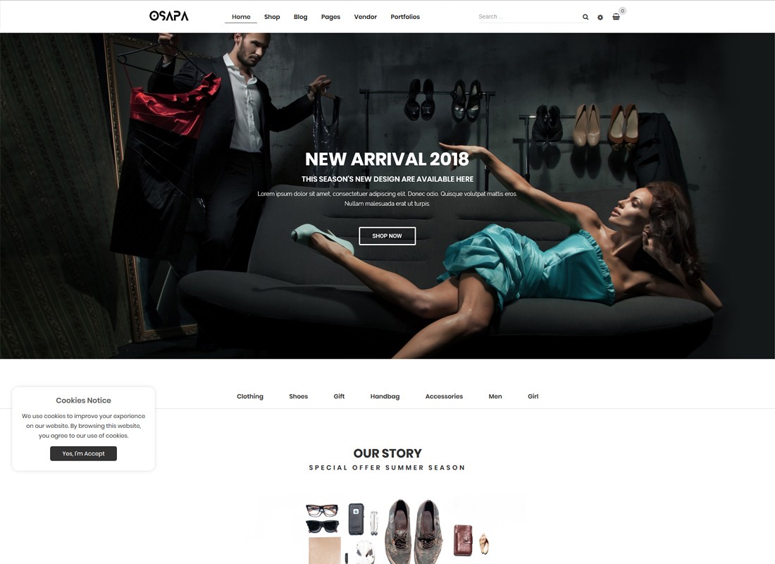 Osapa - Thème WordPress WooCommerce pour la mode et le style de vie minimalistes et épurés