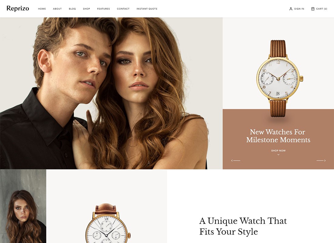 Reprizo - Thème WordPress pour boutique de bijoux et de montres