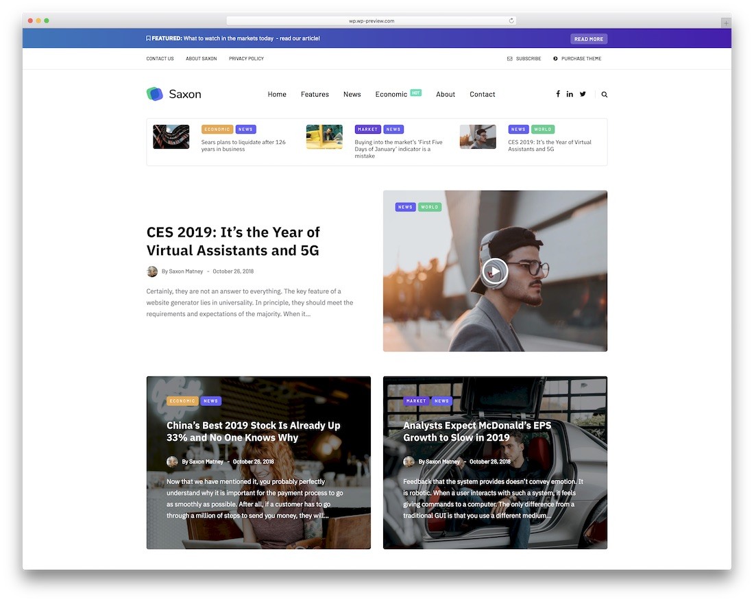 tema wordpress di notizie sassone