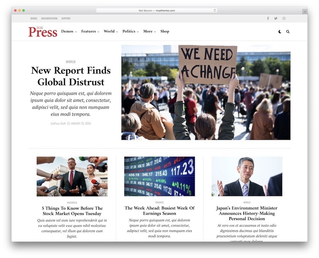 zoxpress notizie tema wordpress