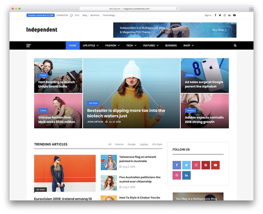 tema wordpress di notizie indipendenti