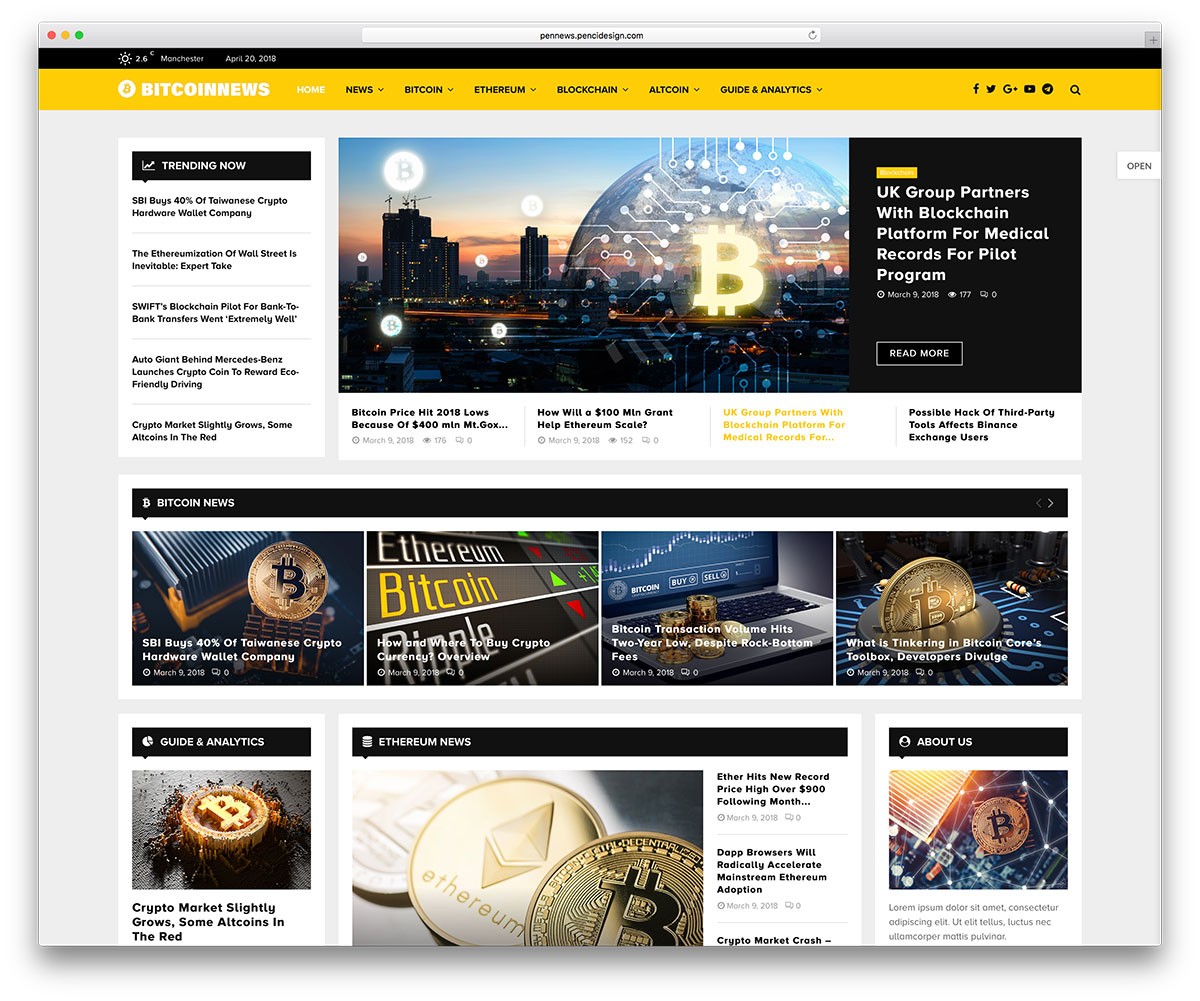 pennews - tema baru cryptocurrency untuk WP
