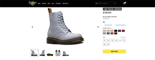 Exemplu de fotografie de produs Dr. Martens