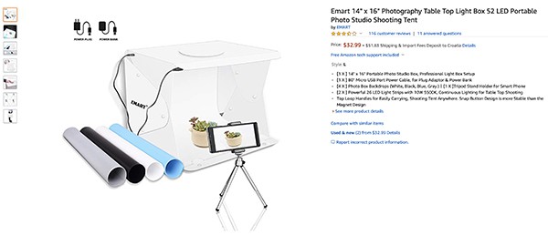 Echipament foto pentru produse Amazon