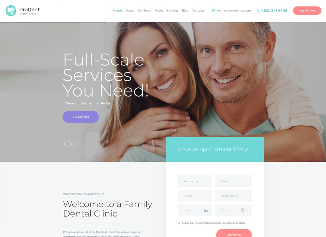 ProDent | Klinika stomatologiczna i opieka zdrowotna Motyw WordPress