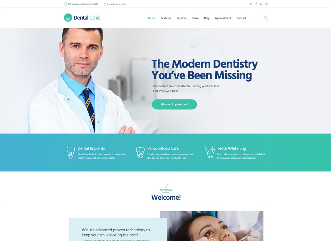 Klinika Stomatologiczna | Motyw WordPress na temat stomatologii, medycyny i opieki zdrowotnej
