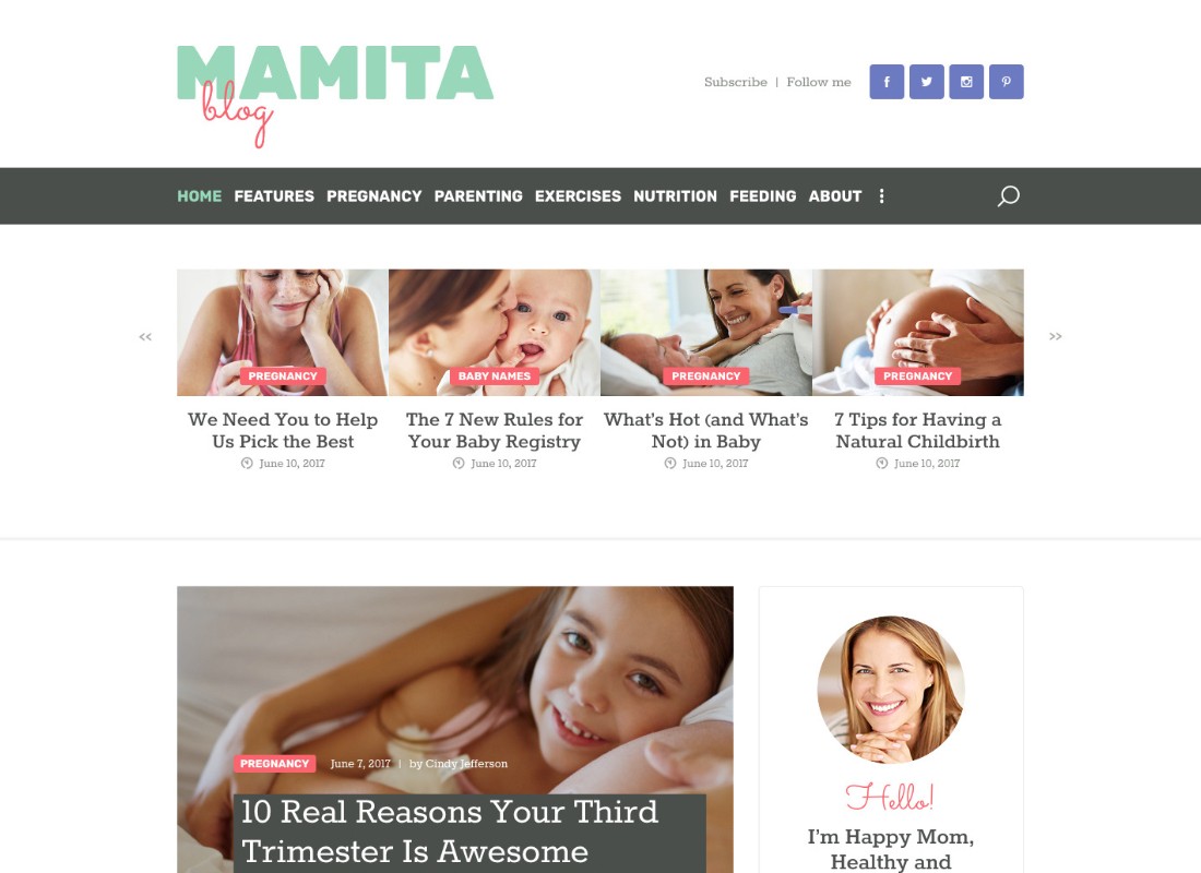 Mamita | Motyw WordPress na temat ciąży i macierzyństwa