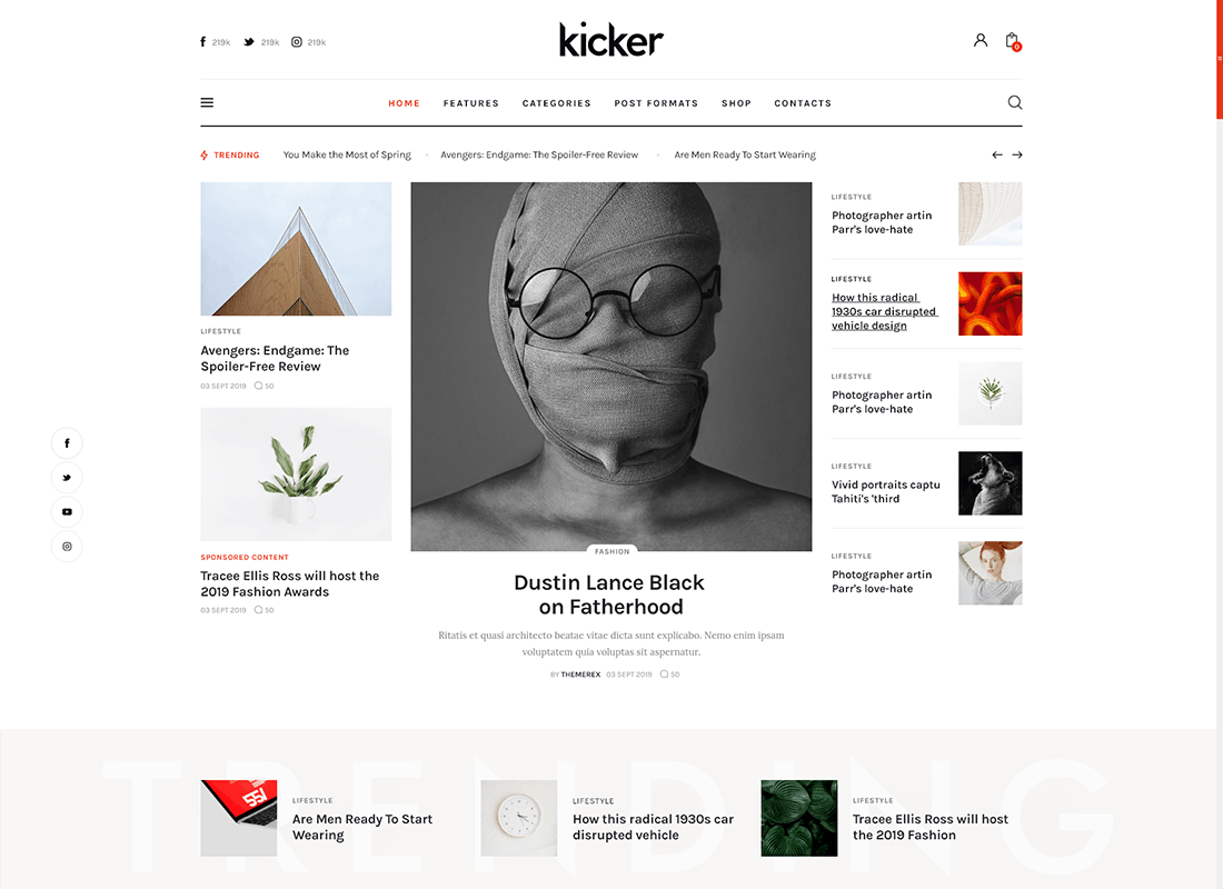 Kicker - นิตยสารบล็อกอเนกประสงค์ WordPress Theme