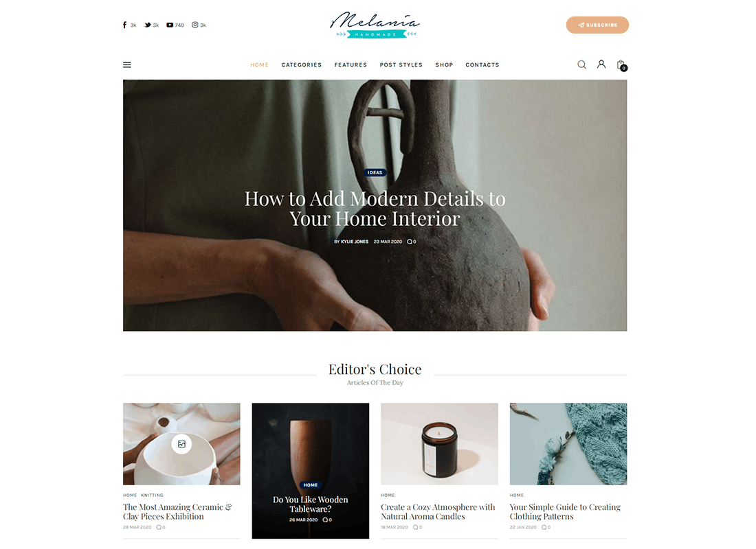 เมลาเนีย | บล็อกแฮนด์เมด & ธีมร้านค้า WordPress