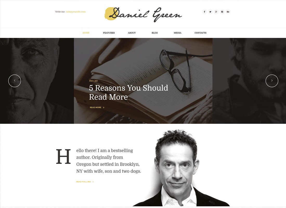 แดเนียล กรีน | บล็อกสำหรับนักเขียนและนักข่าวด้วยร้านหนังสือ WordPress Theme