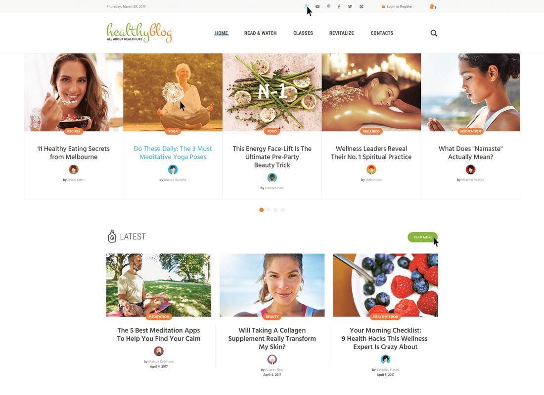 บล็อกชีวิตที่มีสุขภาพดี | บล็อกและนิตยสารเพื่อสุขภาพที่สะอาดด้วยธีม WordPress ของร้านค้าออนไลน์