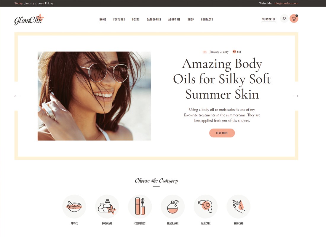 GlamChic | บล็อกความงาม & นิตยสารออนไลน์ WordPress Theme