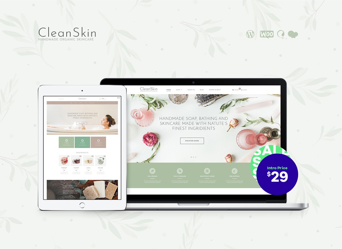 Ręcznie robiony organiczny sklep z mydłem i kosmetykami naturalnymi Motyw WordPress