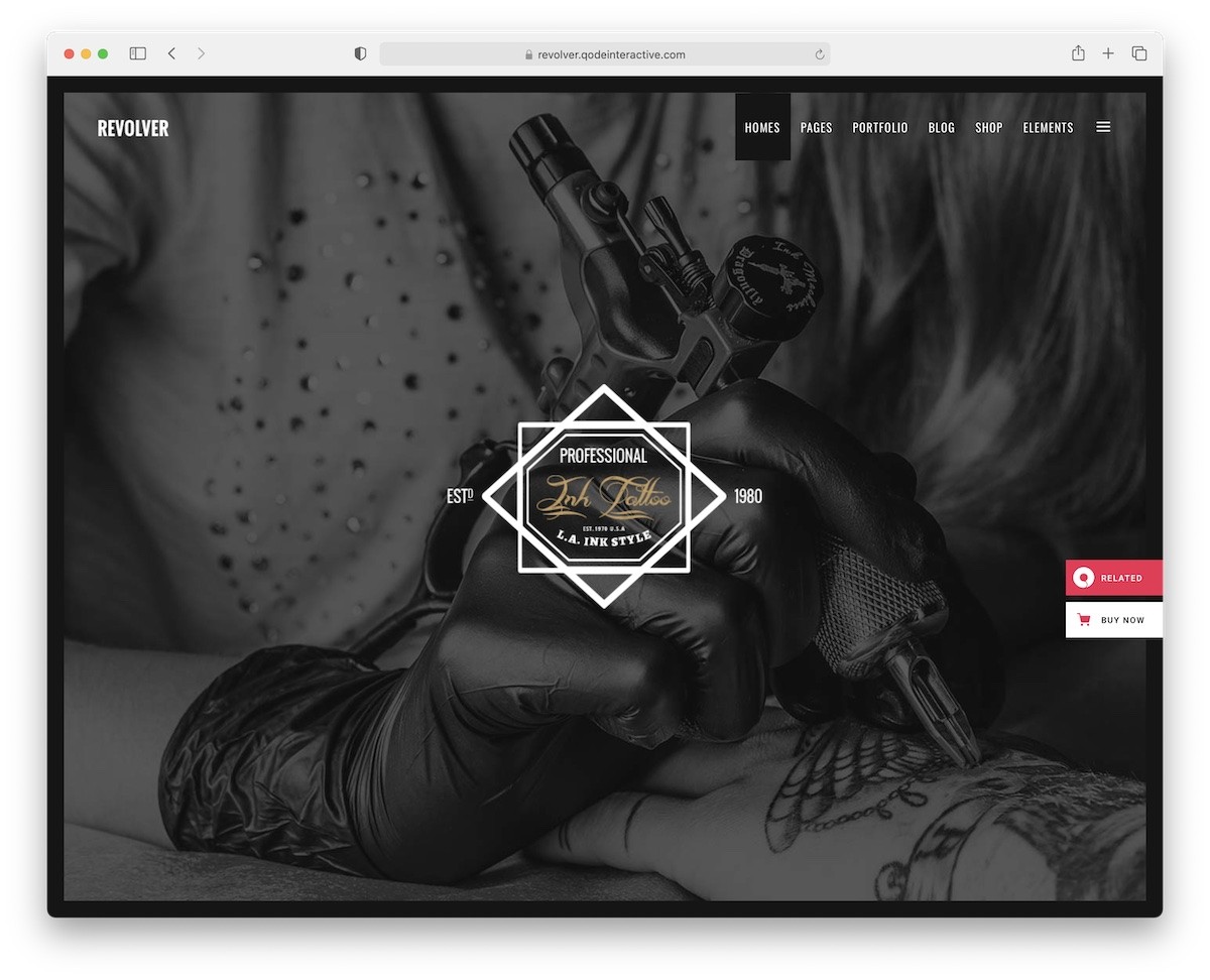 thème wordpress tatouage revolver