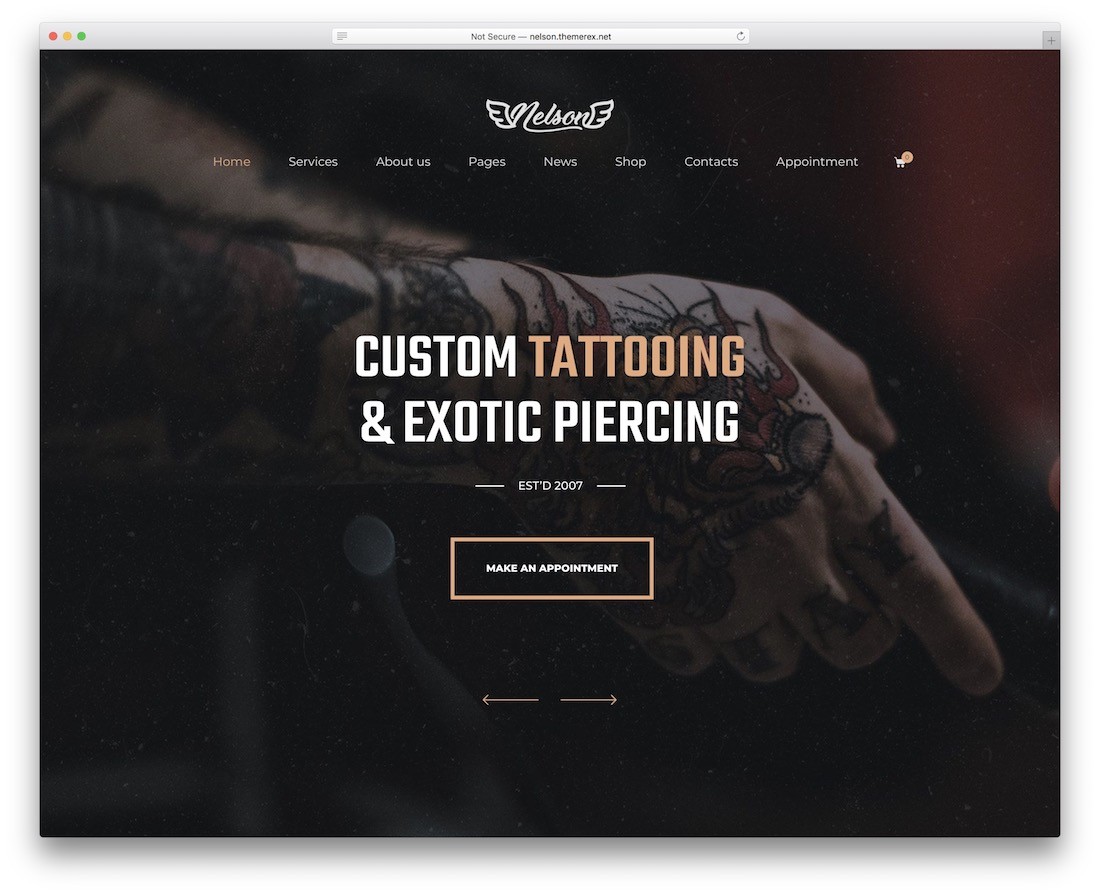 thème wordpress du salon de tatouage nelson