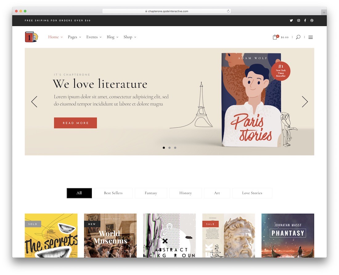 Chapterone wordpress bookstore theme