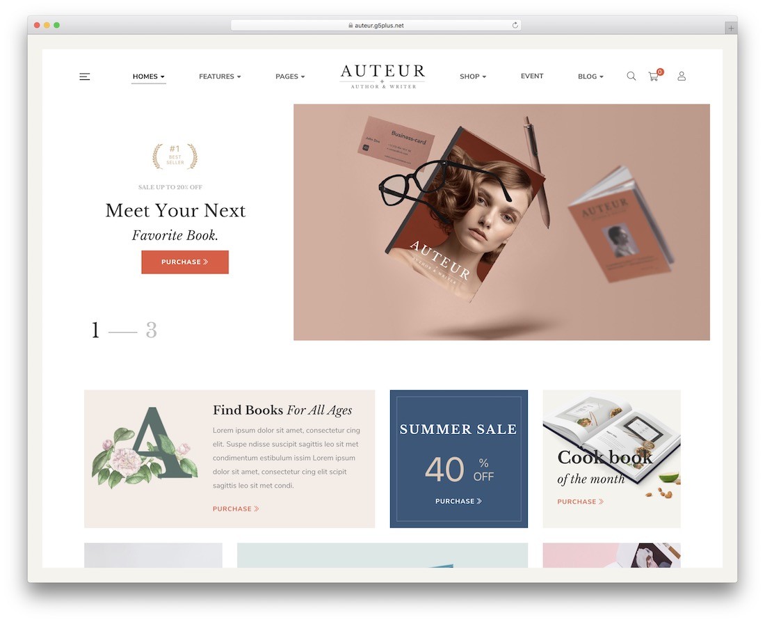 ธีมร้านหนังสือ wordpress ของผู้เขียน