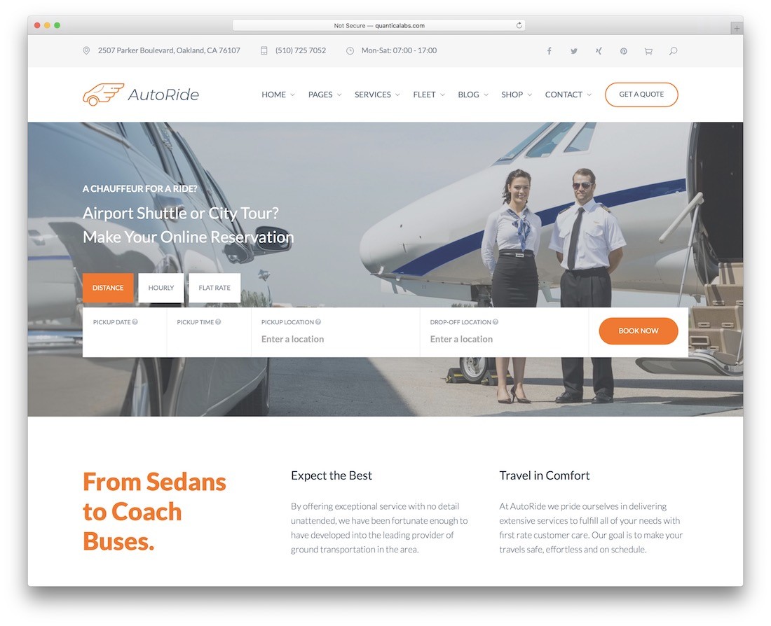 autoride limousine services wordpress theme