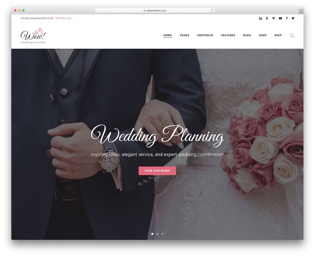 Wowedding etkinlik planlayıcısı wordpress teması.