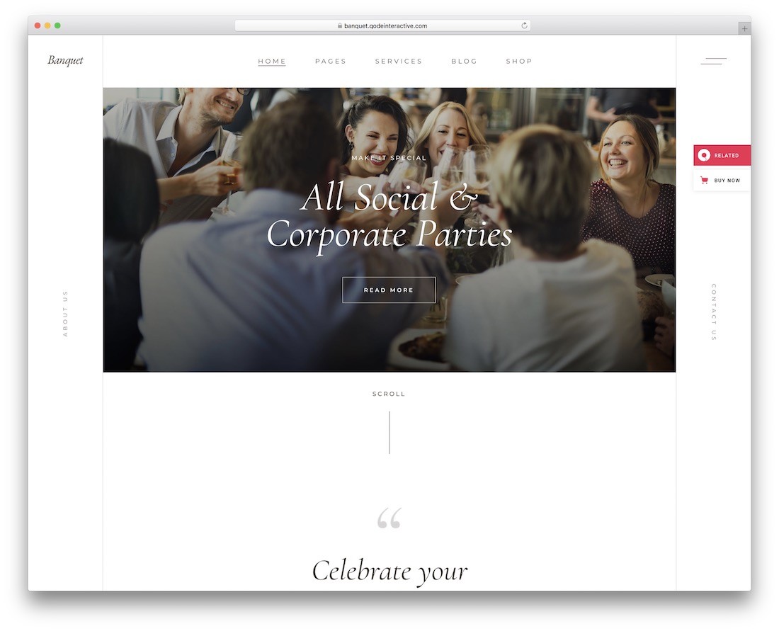 Ziyafet etkinlik planlayıcısı wordpress teması.