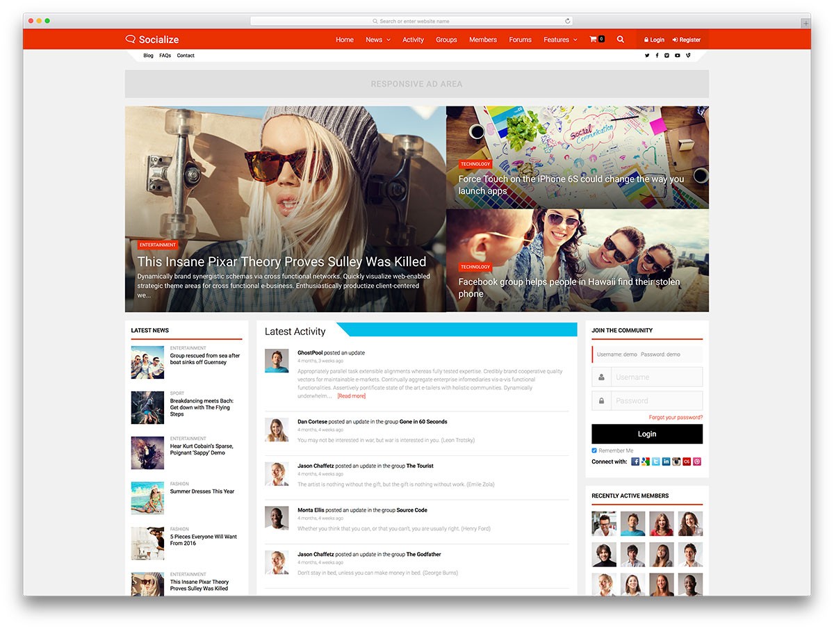 socialize-buddypress-powered-community-theme