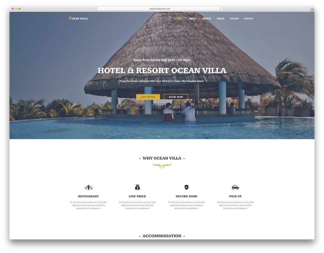modello di adobe muse di villa oceanica