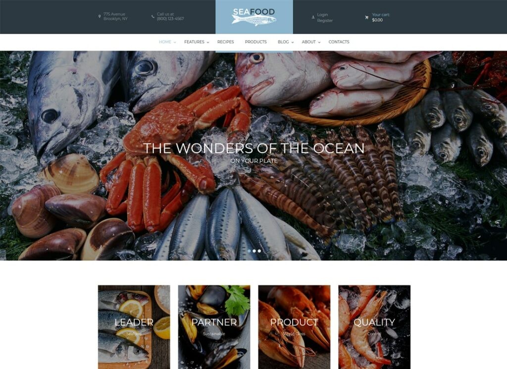 Compania de fructe de mare și restaurantul de pește tema WordPress