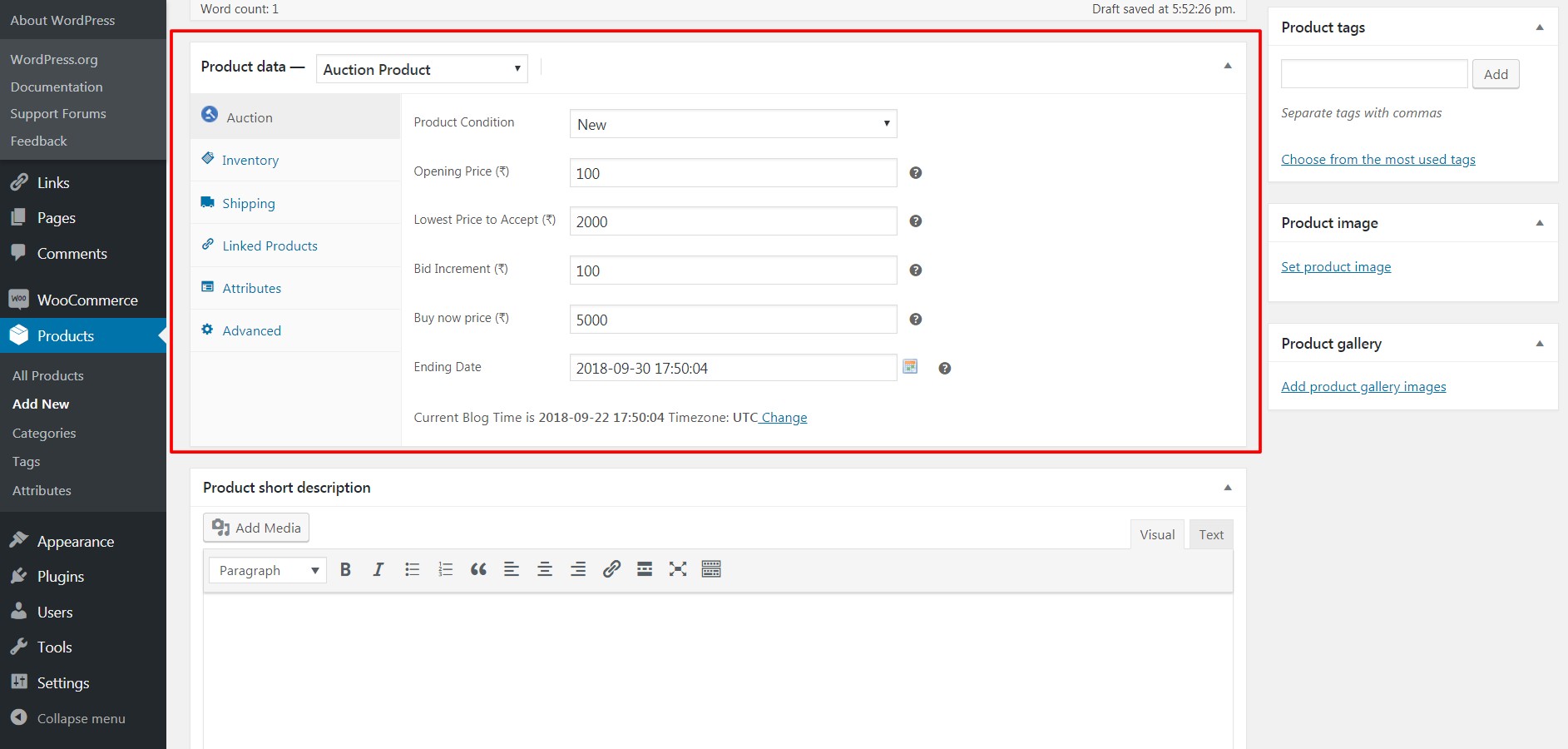 입찰을 위한 반응형 WooCommerce 경매