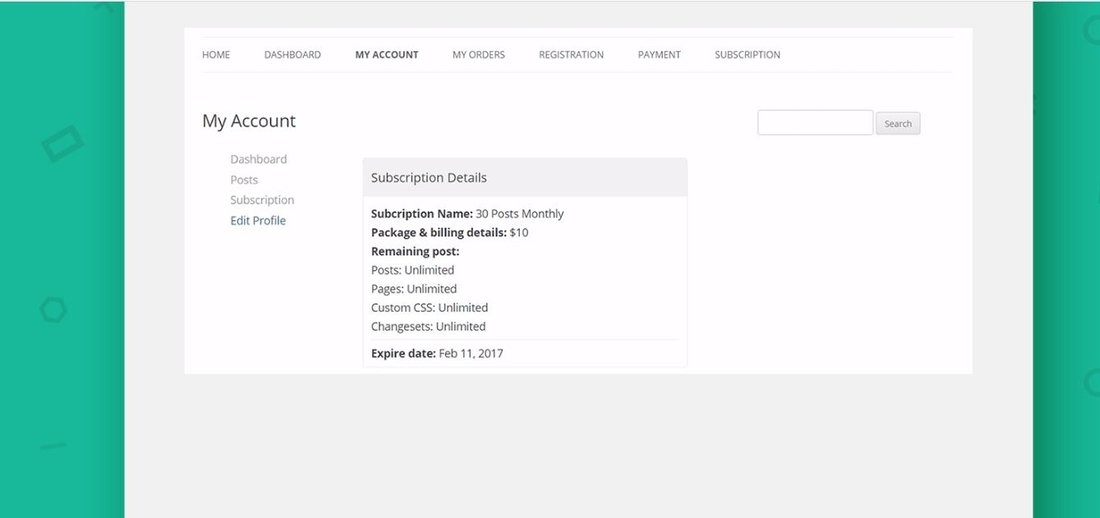 Interfaz de usuario de WP: complemento de membresía, perfil, registro y envío posterior para la página de demostración de WordPress