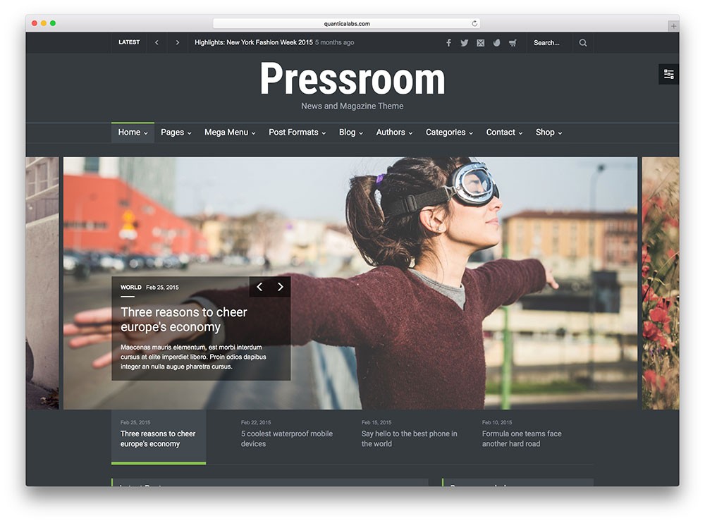 sala de prensa - tema de wordpress de la revista oscura