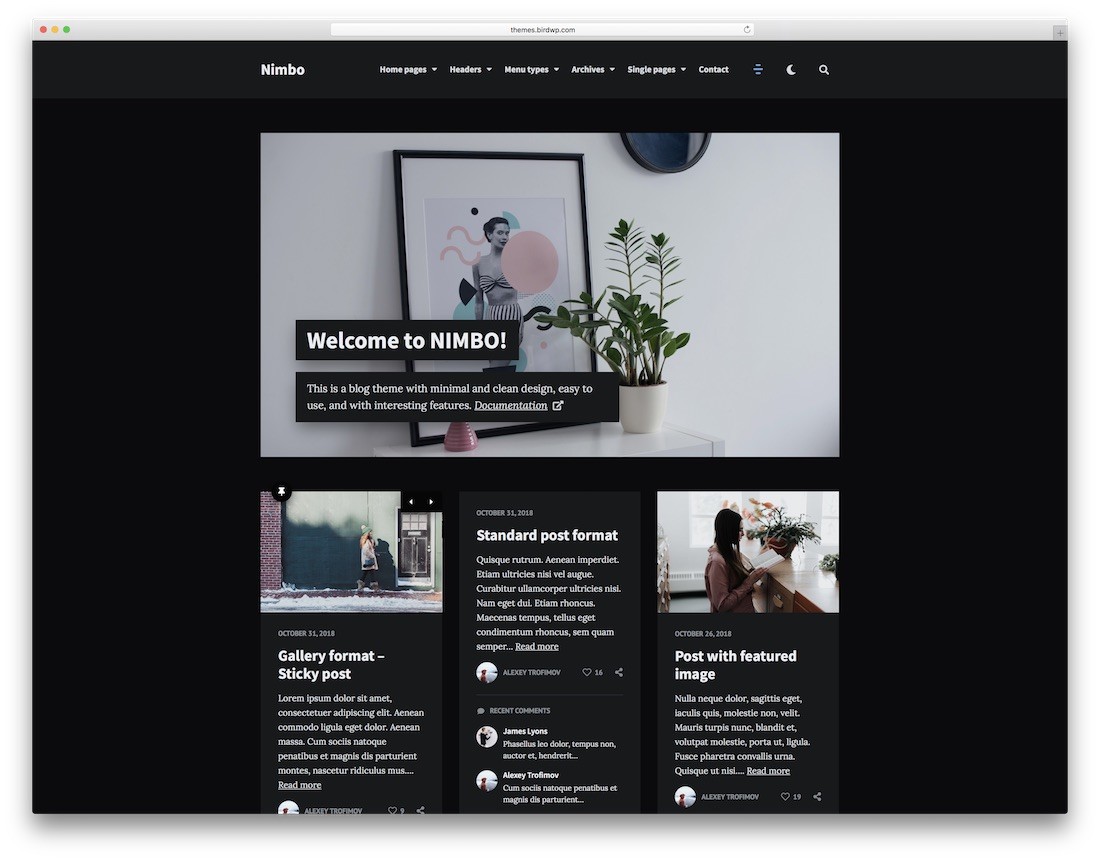 nimbo oscuro tema de wordpress