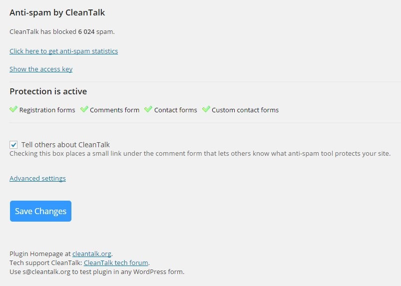 02 ecran de probă cleantalk