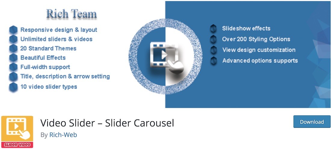 plugin per wordpress video slider